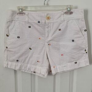 Women’s Lilly Pulitzer Cotton Shorts White w/Detailed Nautical Seersucker Sz.6